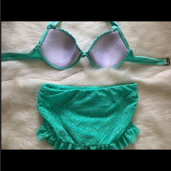 Mossimo Women’s Two Piece Bright Mint Green Bathing Suit - Picture 9 of 11